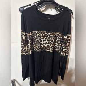 plus size black cheetah top